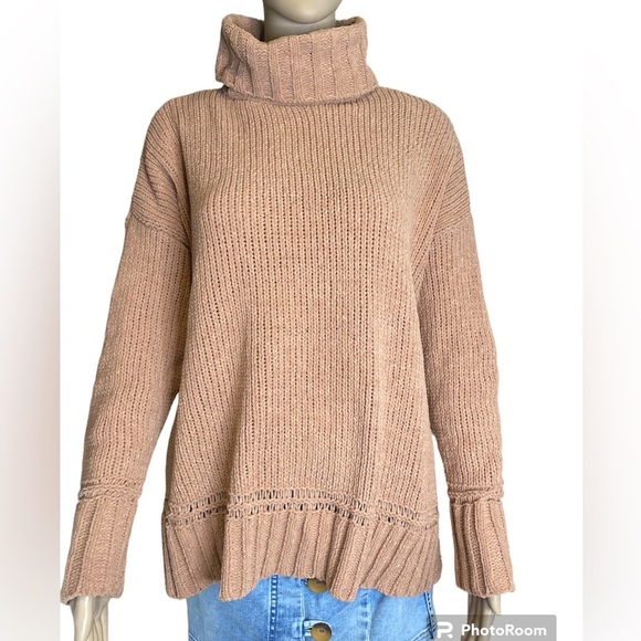 Aerie American Eagle Color brown Knot Chenille Turtleneck Sweater size XS - Picture 3 of 6